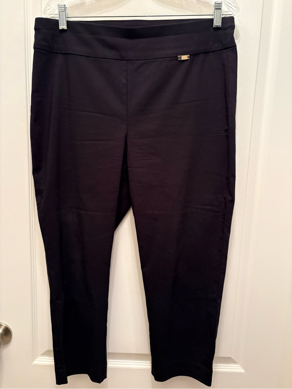 INC International Concepts Black Ponte Skinny Pants with Gold Accent